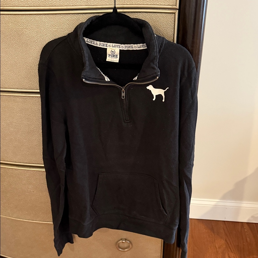PINK Black Quarter-Zip Sweater